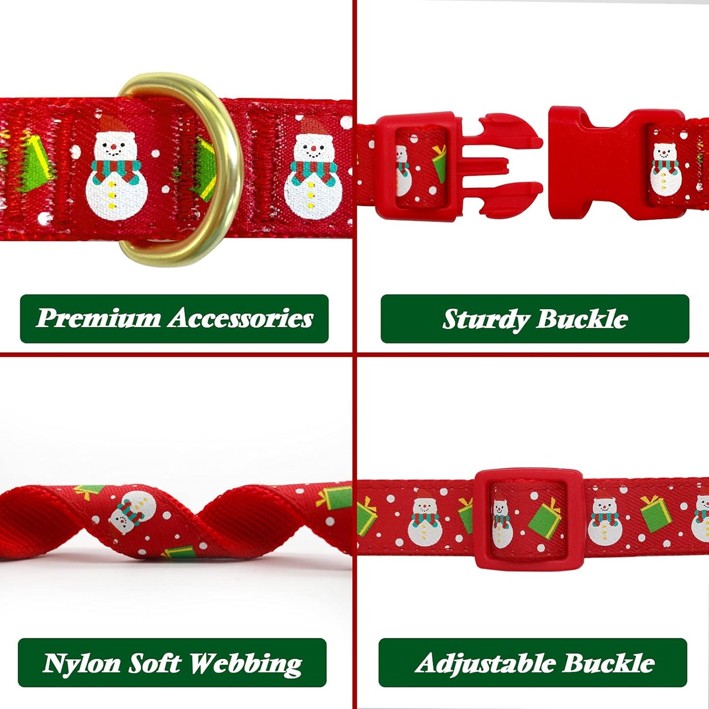 Christmas Dog Collar Adjustable Xmas Dog Collar and Bowtie
