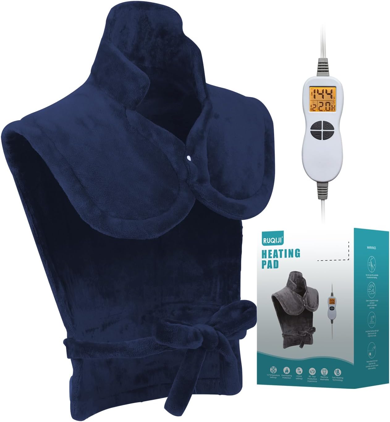 26" X 35" Neck&Shoulder&Back Heating Pad with Fast-Heating Technology, Pain Relief for Back/Neck/Shoulders/Menstrual Pain, Christmas Gifts