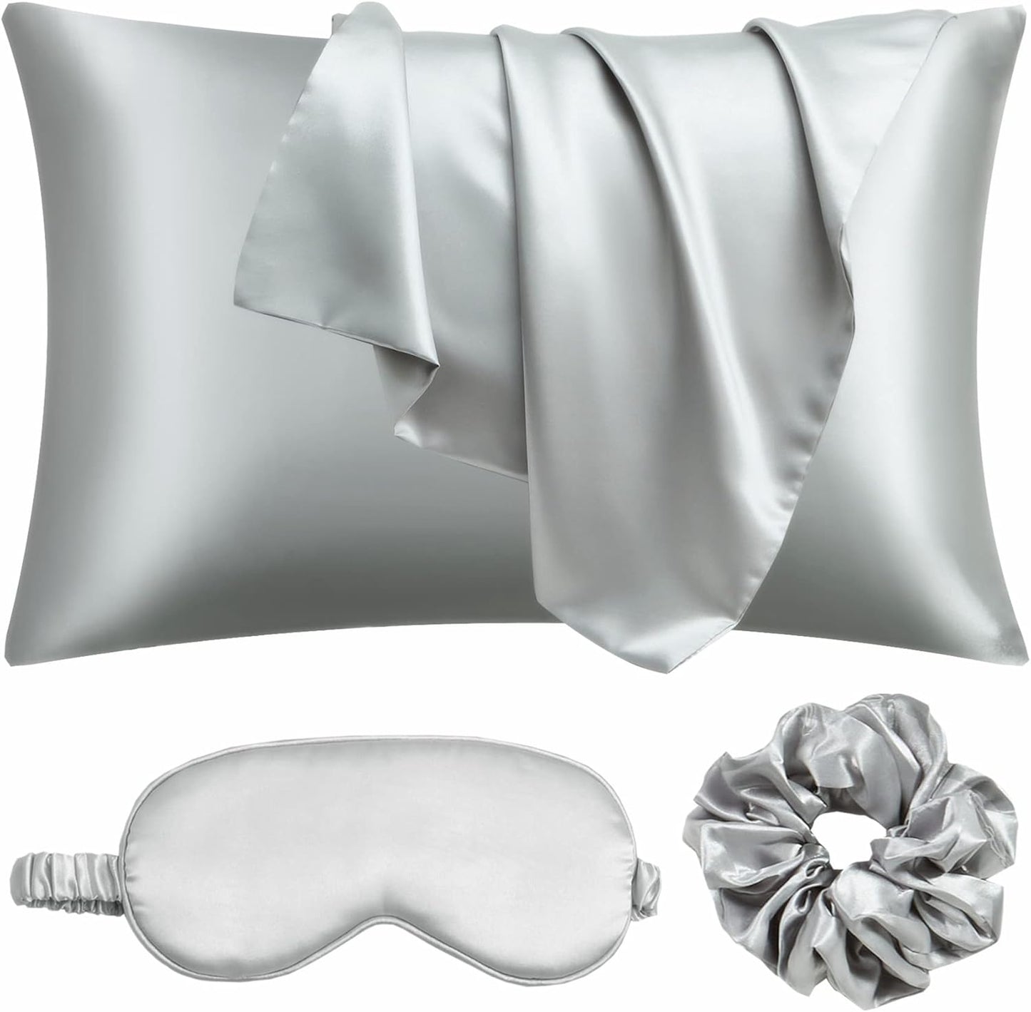 Satin Pillowcase, Set-2 Satin Pillowcases, 1 Eye Mask, 1 Scrunchie-Luxury Sleep Set