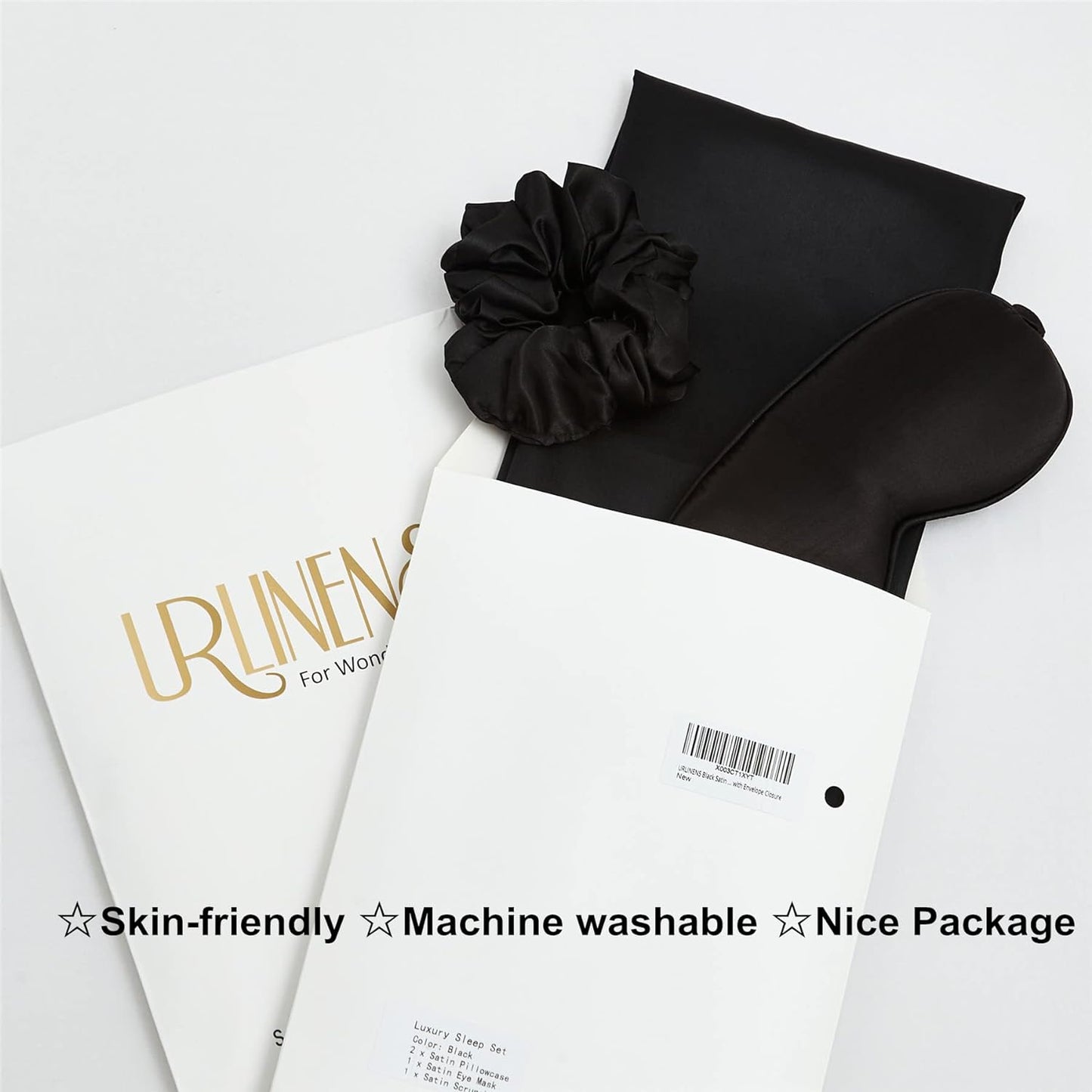 Satin Pillowcase, Set-2 Satin Pillowcases, 1 Eye Mask, 1 Scrunchie-Luxury Sleep Set