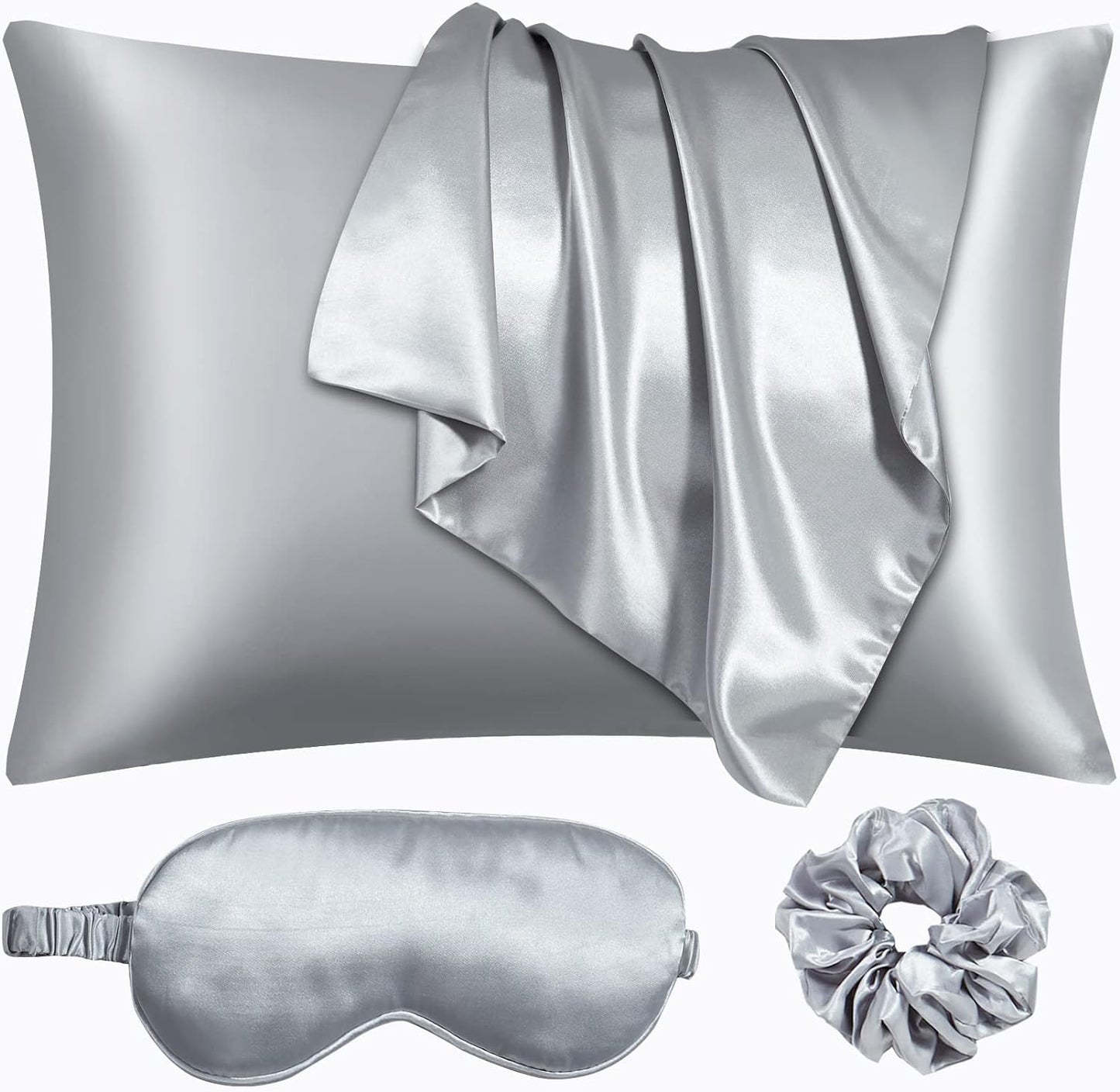 Satin Pillowcase, Set-2 Satin Pillowcases, 1 Eye Mask, 1 Scrunchie-Luxury Sleep Set