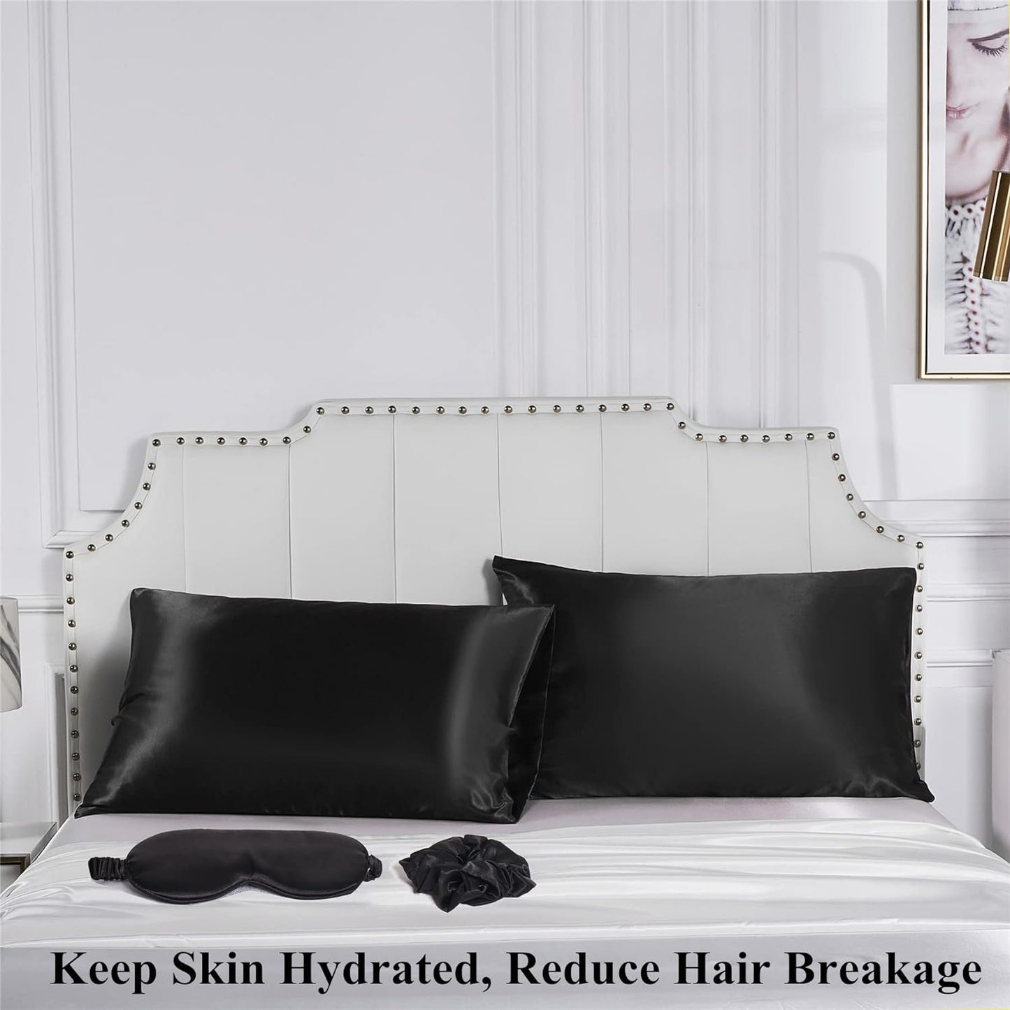 Satin Pillowcase, Set-2 Satin Pillowcases, 1 Eye Mask, 1 Scrunchie-Luxury Sleep Set
