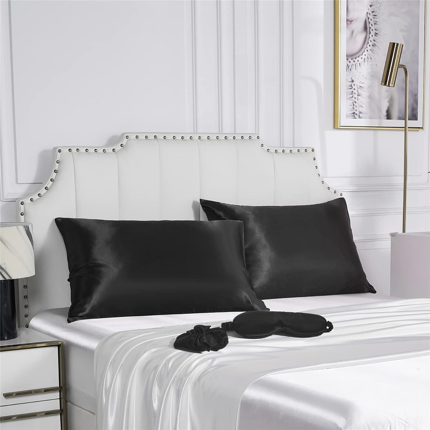 Satin Pillowcase, Set-2 Satin Pillowcases, 1 Eye Mask, 1 Scrunchie-Luxury Sleep Set
