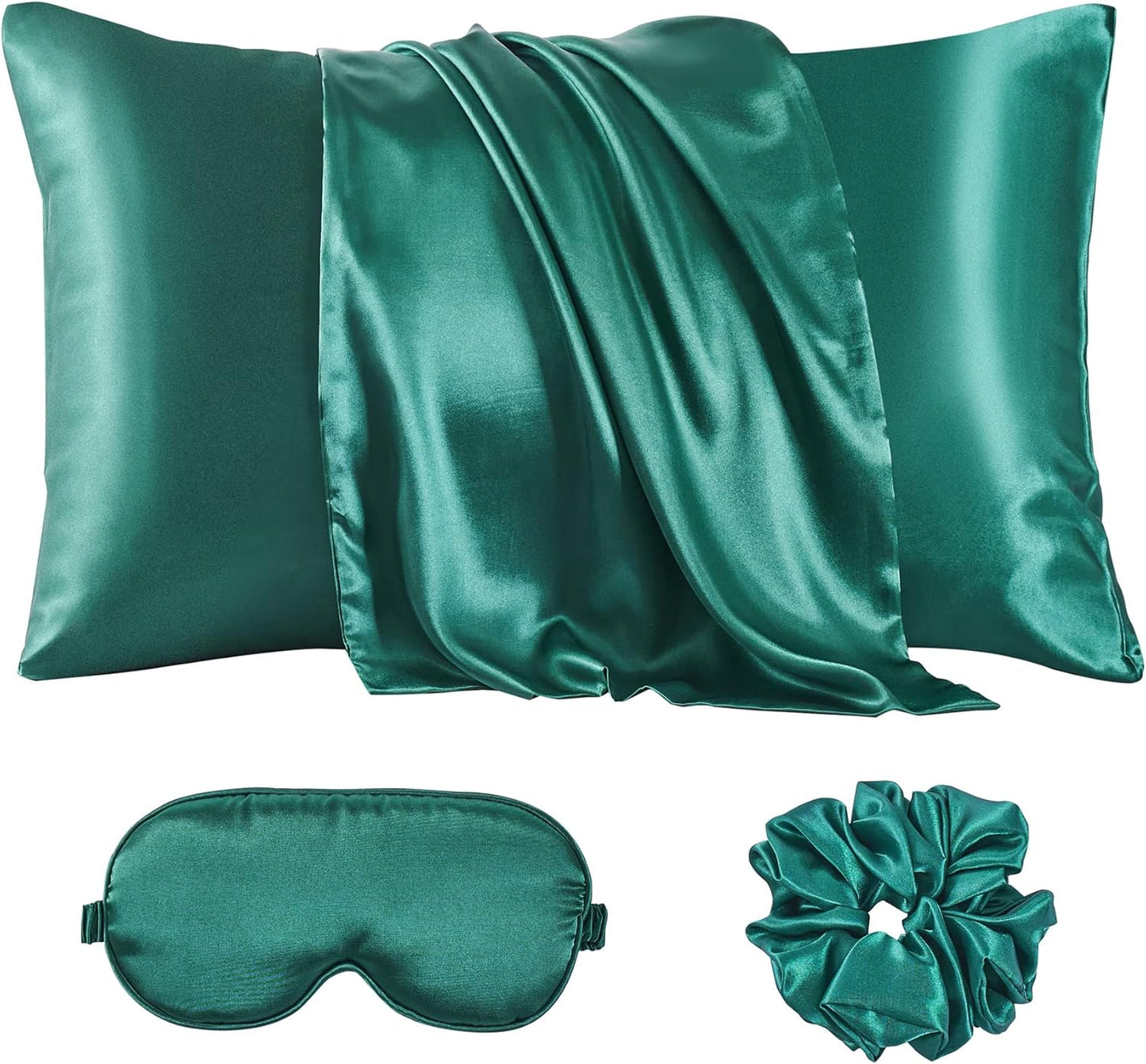 Satin Pillowcase, Set-2 Satin Pillowcases, 1 Eye Mask, 1 Scrunchie-Luxury Sleep Set