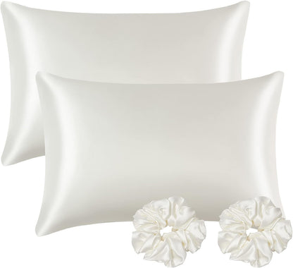 Satin Pillowcase, Set-2 Satin Pillowcases, 1 Eye Mask, 1 Scrunchie-Luxury Sleep Set