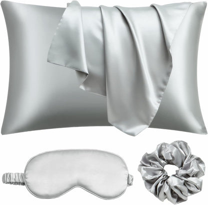 Satin Pillowcase, Set-2 Satin Pillowcases, 1 Eye Mask, 1 Scrunchie-Luxury Sleep Set