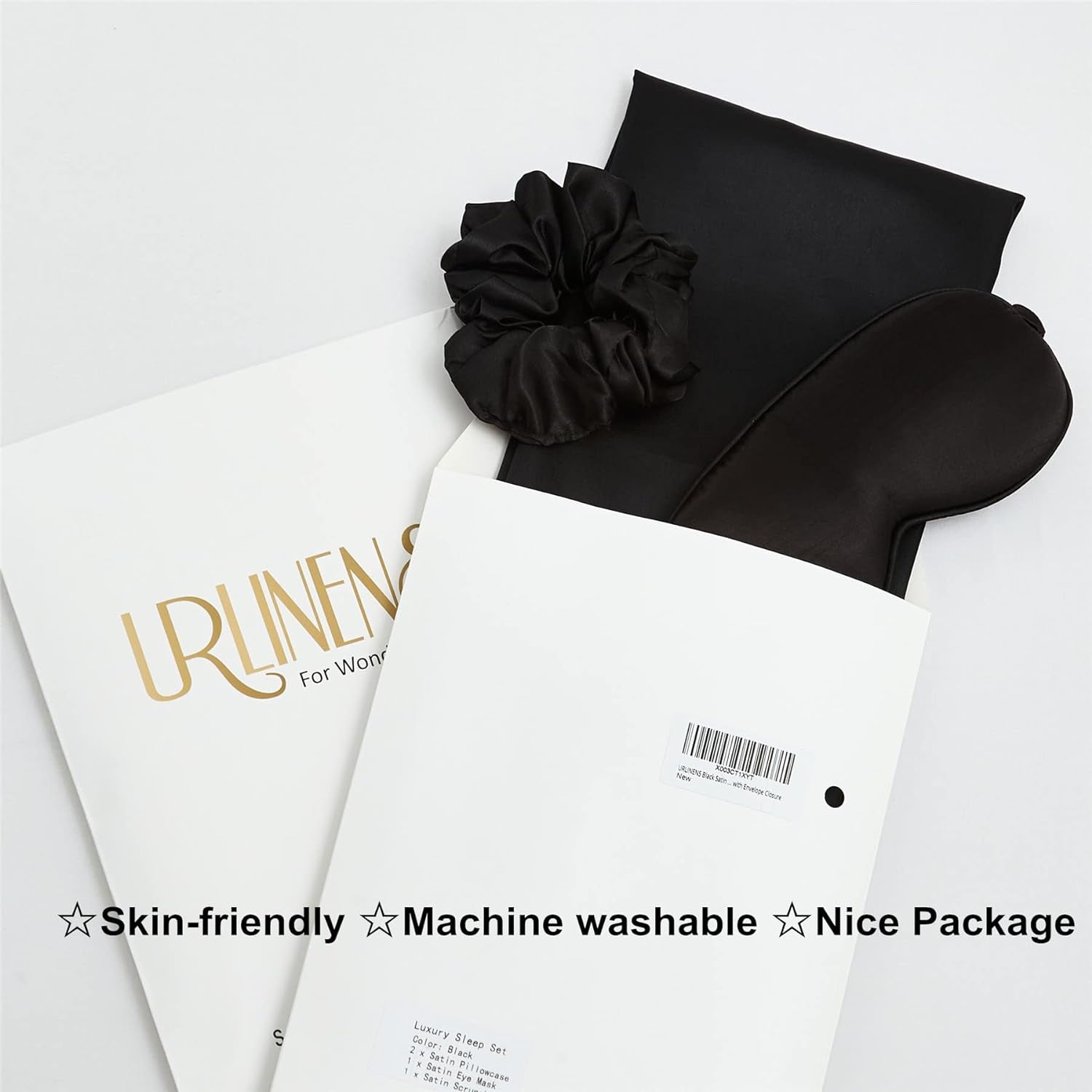 Satin Pillowcase, Set-2 Satin Pillowcases, 1 Eye Mask, 1 Scrunchie-Luxury Sleep Set