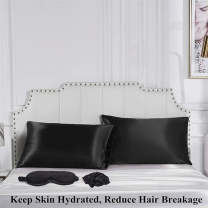 Satin Pillowcase, Set-2 Satin Pillowcases, 1 Eye Mask, 1 Scrunchie-Luxury Sleep Set